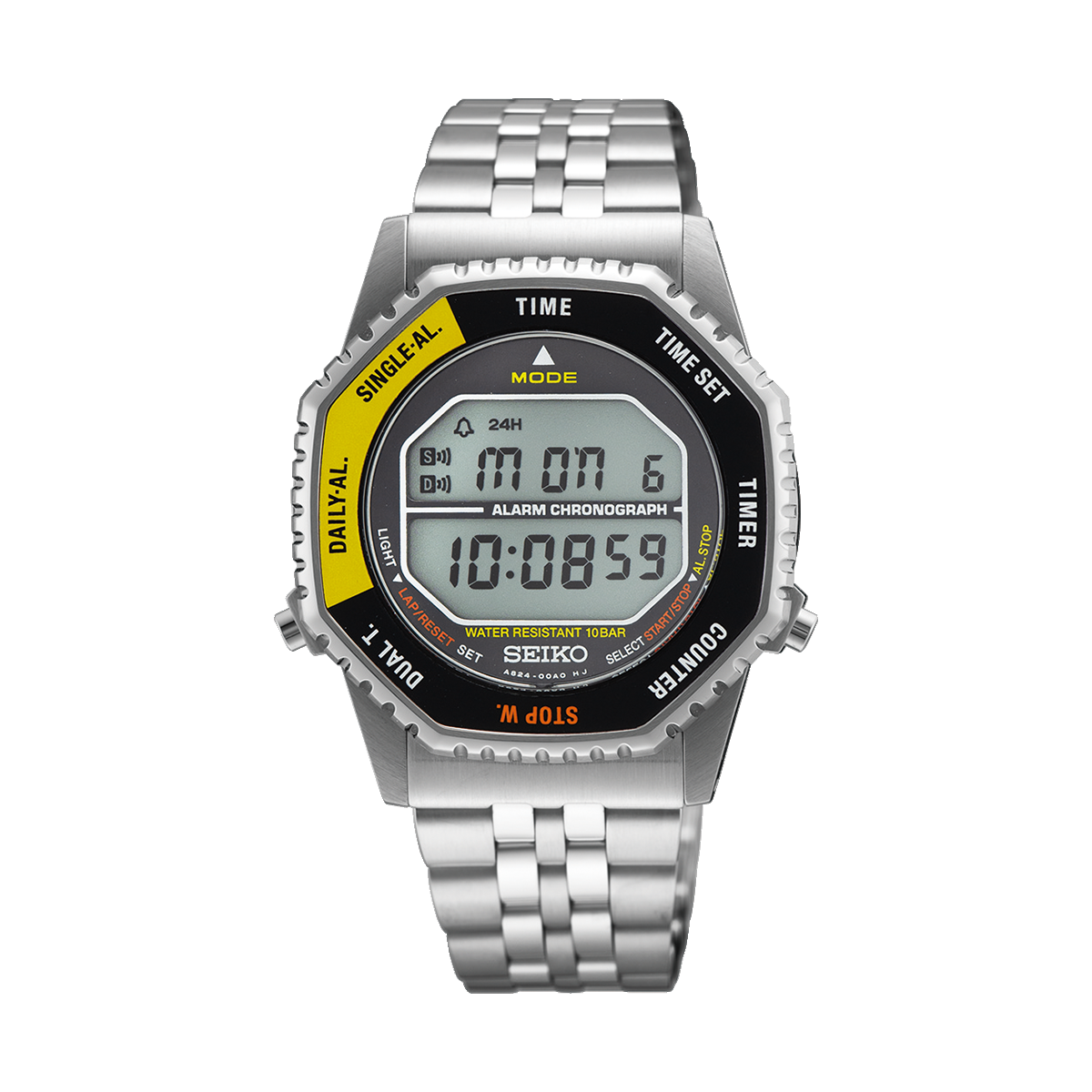 SEIKO Men’s Digital Quartz Watch in Black & Yellow - SMGG17P1