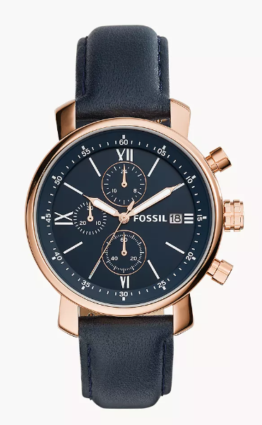 Rhett Chronograph Navy Leather Watch-BQ1704N