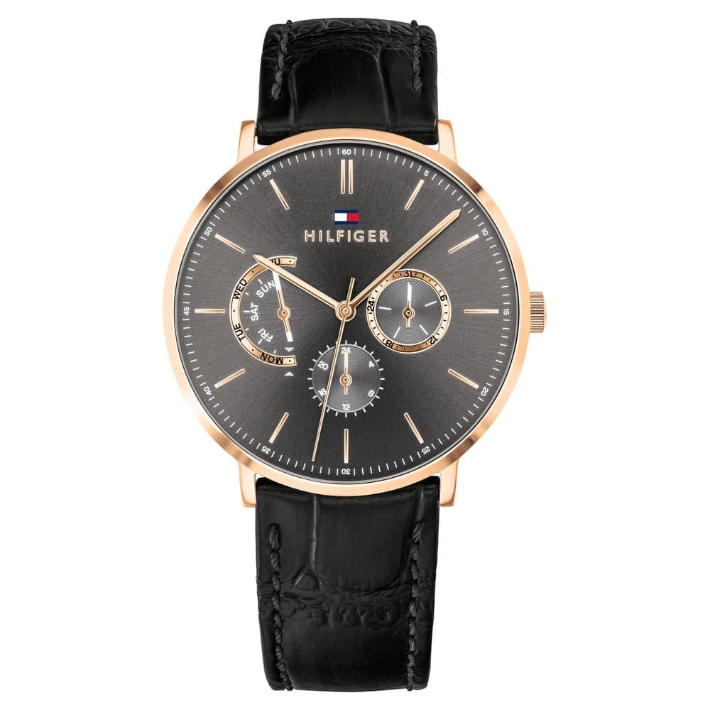 Tommy Hilfiger Mens Dane Grey Dial Leather Multi-Function Watch - TH1710377 - Kamal Watch Company
