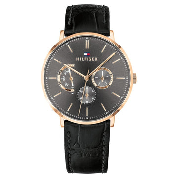 Tommy Hilfiger Mens Dane Grey Dial Leather Multi-Function Watch - TH1710377 - Kamal Watch Company