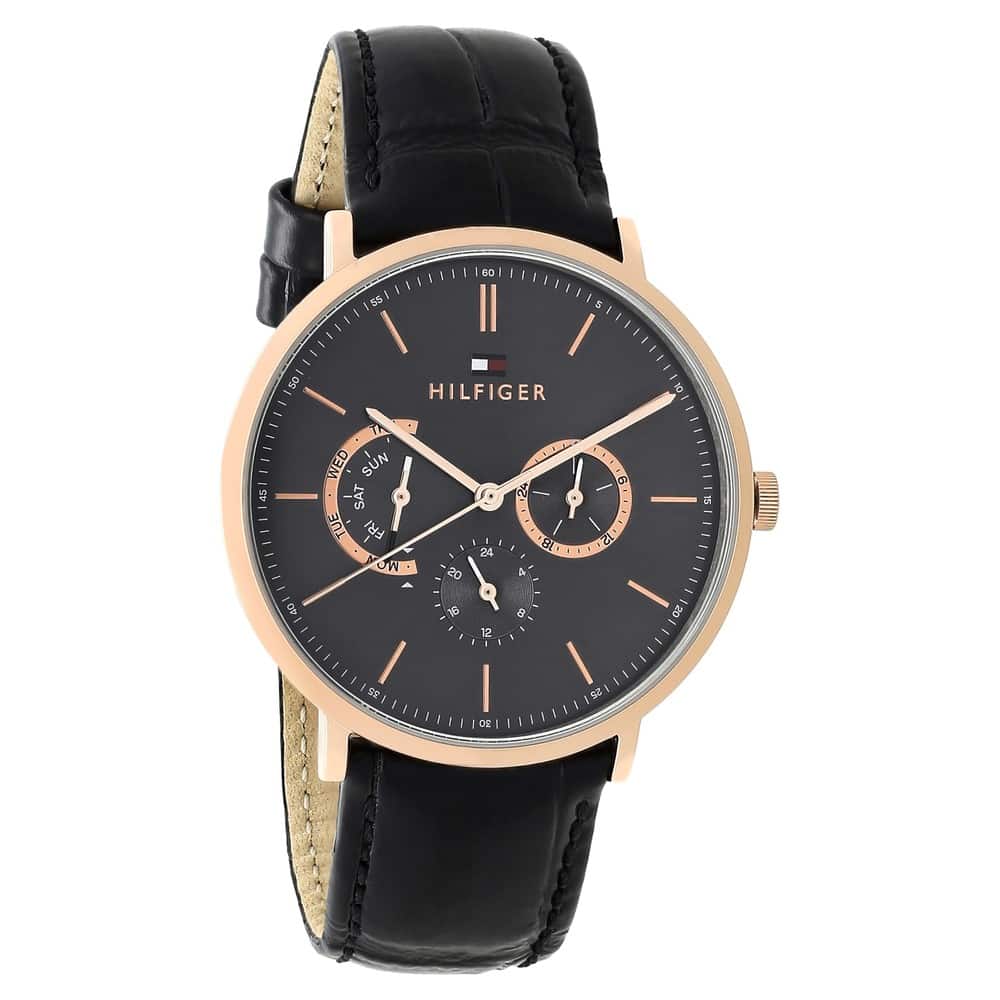 Tommy Hilfiger Mens Dane Grey Dial Leather Multi-Function Watch - TH1710377 - Kamal Watch Company