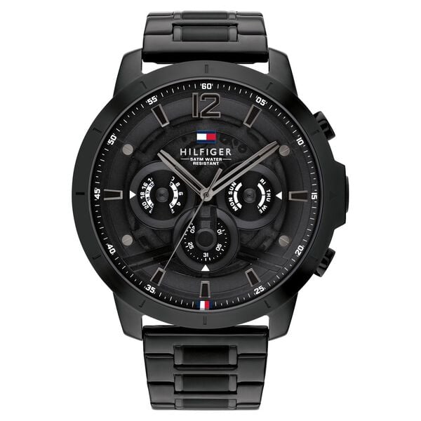 Tommy Hilfiger Multifunction Black Dial Stainless Steel Strap Watch for Men