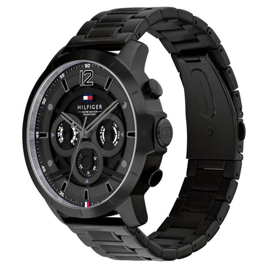Tommy Hilfiger Multifunction Black Dial Stainless Steel Strap Watch for Men