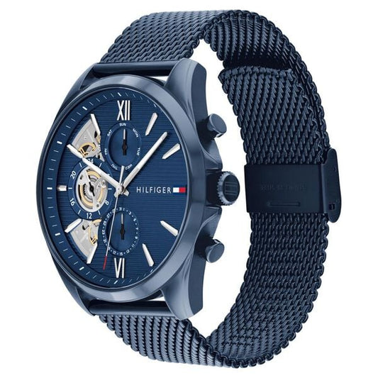 Tommy Hilfiger Multifunction Blue Dial Blue Color Stainless Steel Strap Watch For Men