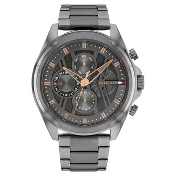Tommy Hilfiger Multifunction Grey Dial Grey Color Stainless Steel Strap Watch For Men