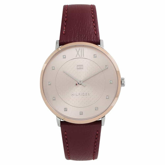 Pink Dial Maroon Leather Strap Watch TH1781810 - Kamal Watch Company
