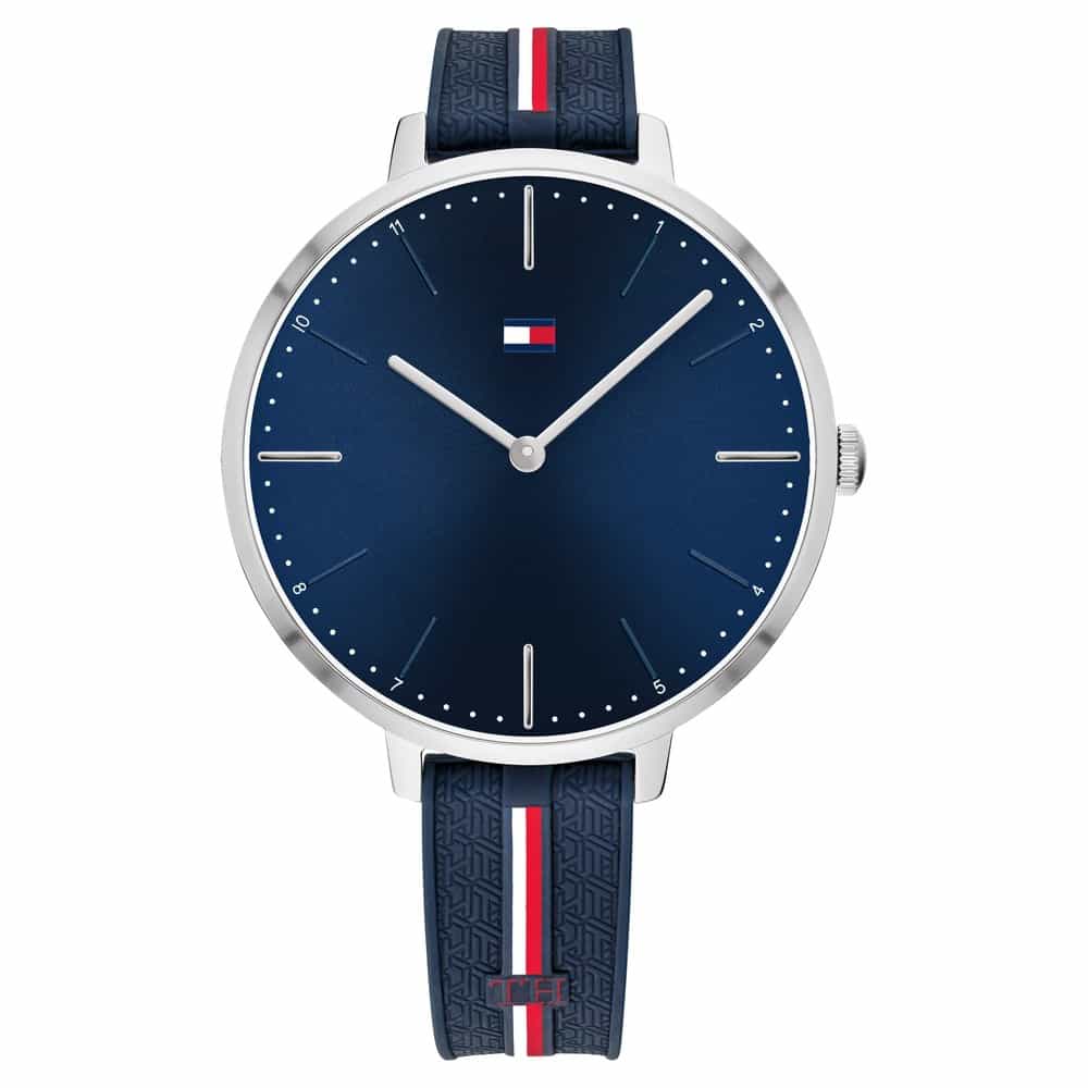 Tommy Hilfiger Womens 38 mm Alexa Blue Dial Silicone Watch - NCTH1782154