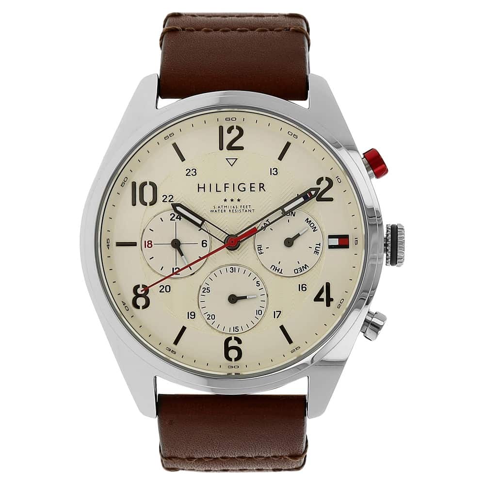 Beige Dial Brown Leather Strap Watch TH1791208J - Kamal Watch Company