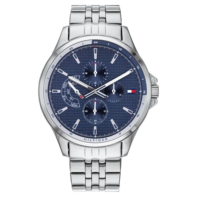 Tommy Hilfiger Mens Navy Blue Dial Metallic Multi-Function Watch - TH1791612