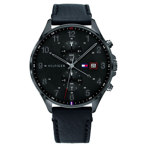 Tommy Hilfiger Quartz Multifunction Black Dial Leather Strap Watch for Men