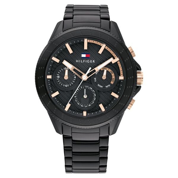Tommy Hilfiger Quartz Multifunction Black Dial Stainless Steel Strap Watch for Men