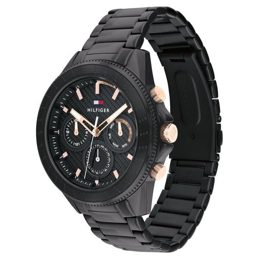 Tommy Hilfiger Quartz Multifunction Black Dial Stainless Steel Strap Watch for Men