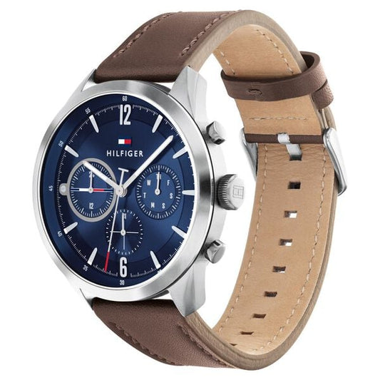 Tommy Hilfiger Blue Dial Leather Strap Watch for Men