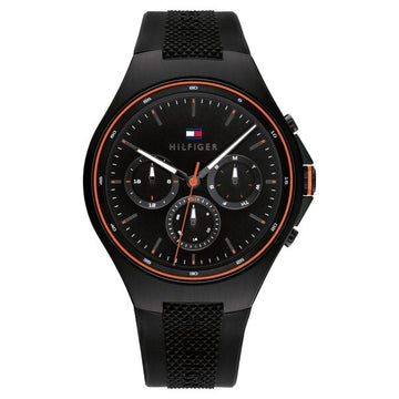 Tommy Hilfiger Black Dial Black Colour Silicone Strap Watch for Men