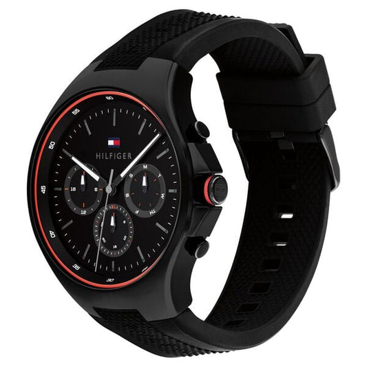 Tommy Hilfiger Black Dial Black Colour Silicone Strap Watch for Men
