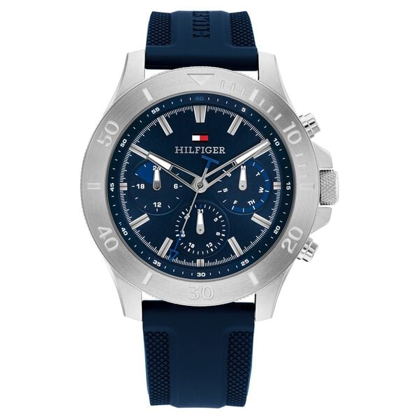 Tommy Hilfiger Quartz Multifunction Blue Dial Blue Silicone Strap Watch for Men