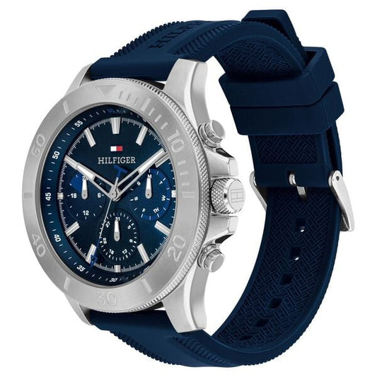 Tommy Hilfiger Quartz Multifunction Blue Dial Blue Silicone Strap Watch for Men