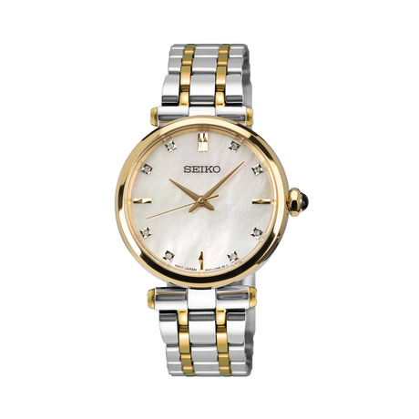 Seiko Ladies Two-tone Watch with Mother of Pearl Dial and Diamonds - HGH007P1