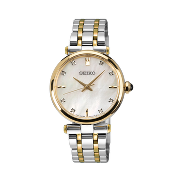 Seiko Ladies Two-tone Watch with Mother of Pearl Dial and Diamonds - HGH007P1