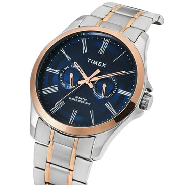 Timex Men Analog Blue Round Brass Dial Watch- TW000X131