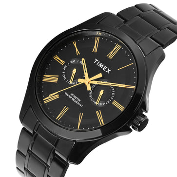 Timex Men Black Round Analog Dial Watch- TW000X135
