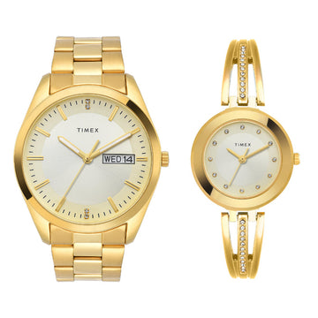 Timex Pairs Beige Round Analog Dial Watch- TW00PR307