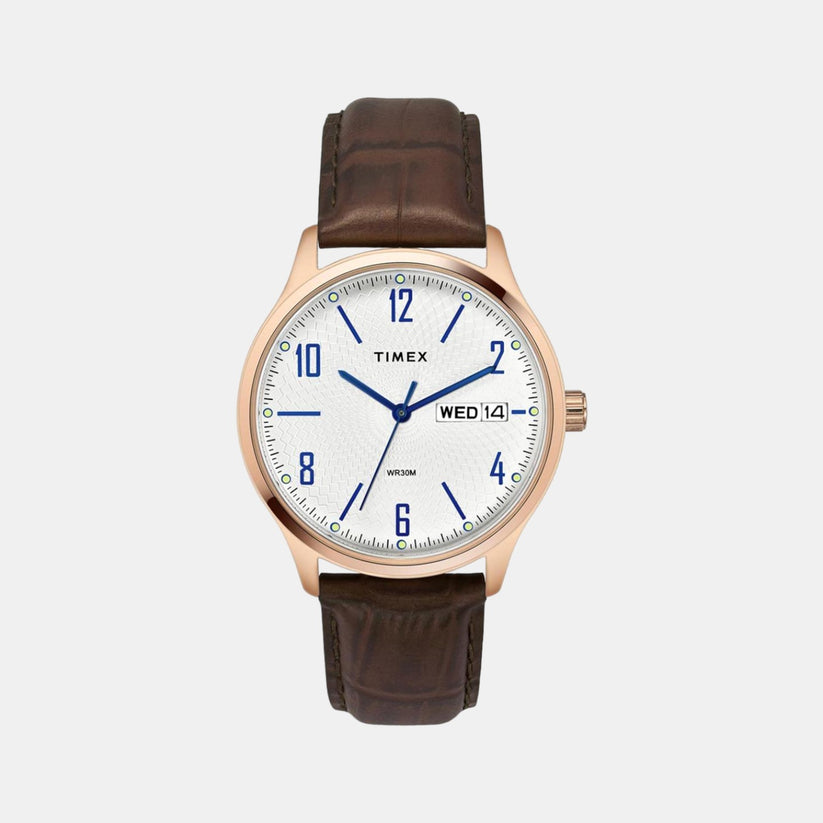 Male Silver Analog Leather Watch TW0TG6514
