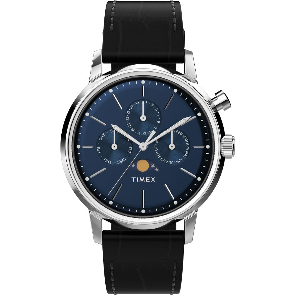 Timex Moon Phase 40mm Leather Strap Watch