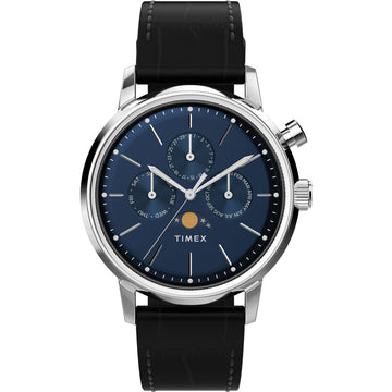 Timex Moon Phase 40mm Leather Strap Watch