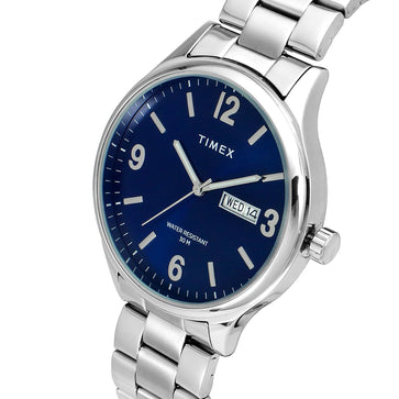 Timex Men Analog Blue Round Brass Dial Watch- TWEG18420