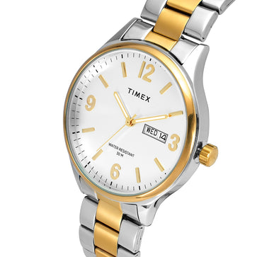 Timex Men Analog Silver Round Brass Dial Watch- TWEG18422