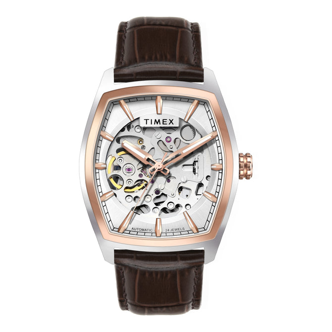 TIMEX Men Silver Rectangle Dial Analog Automatic Watch - TWEG25901