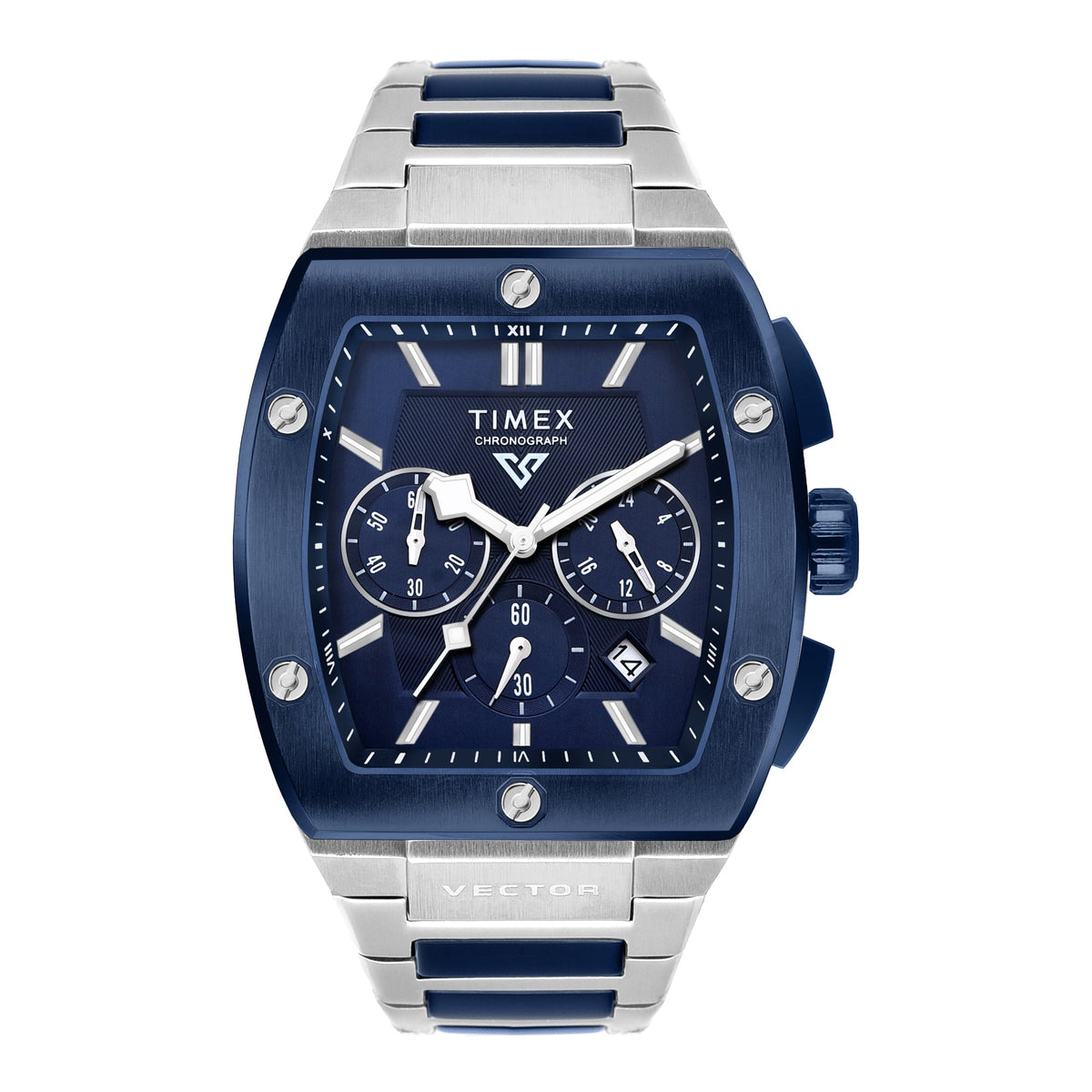 Timex Rectangular TIMEX Vector Men Blue Rectangle Chronograph Dial Analog Watch - TWEG26