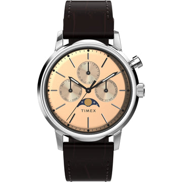 TIMEX MARLIN Rose Gold-Tone Round Dial Analog Moon Phase Men's Watch - TWEG26801