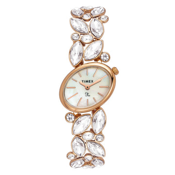 TIMEX Fria Mother of Pearl White Oval Dial Analog Women's Watch - TWEL20902