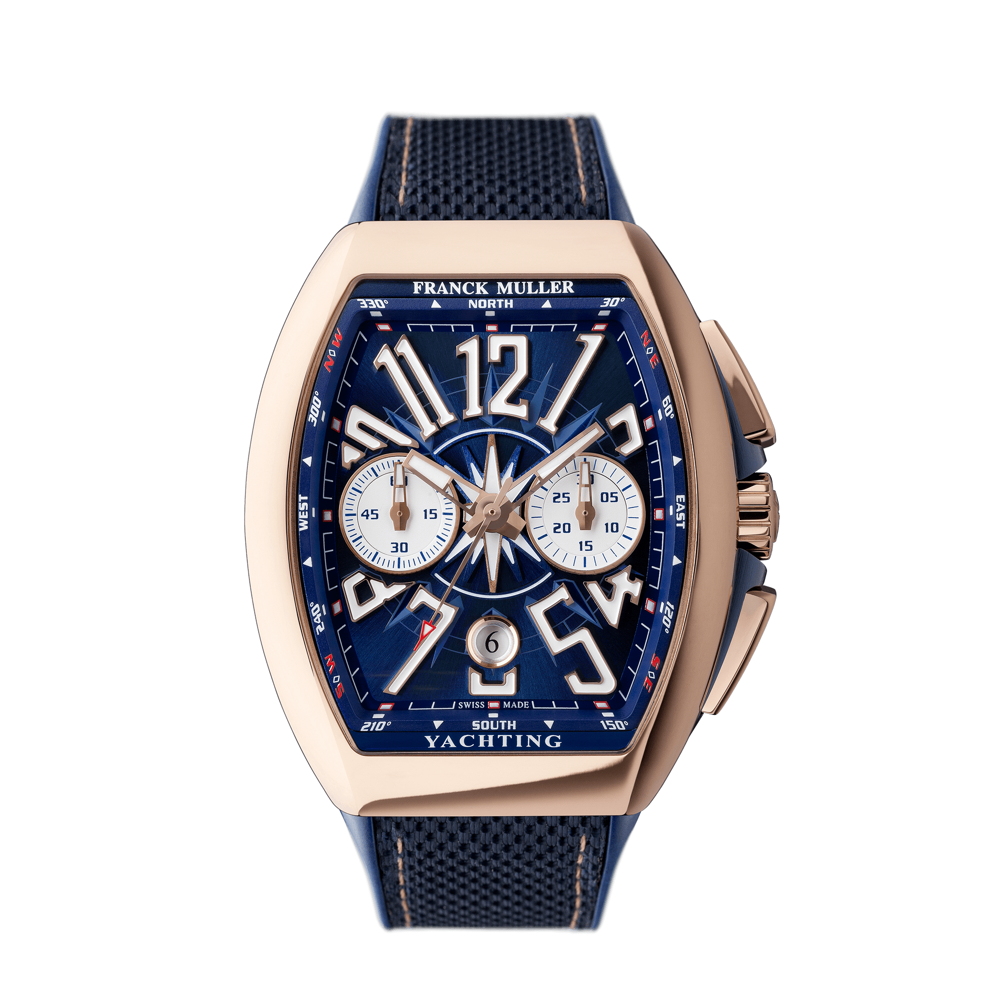 Franck Muller Vanguard Yachting Chronograph 44 x 53.7 mm Rose Gold V 45 CC DT YACHT 5N BL Watch for Men