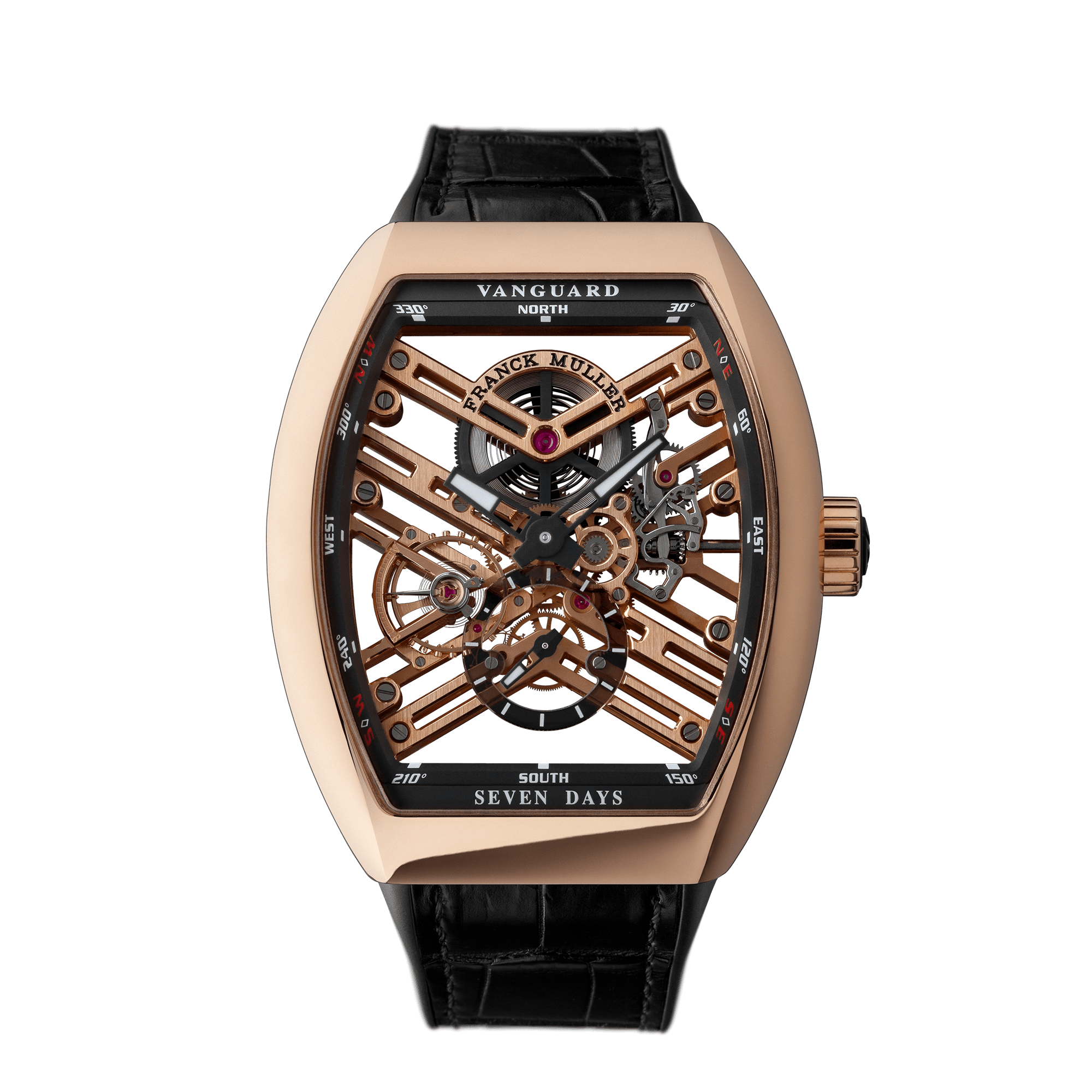 Franck Muller Vanguard 7 Days Power Reserve Skeleton 44 x 53.7 mm Rose Gold V45 S6 SQT 5N NR 5N Watch for Men
