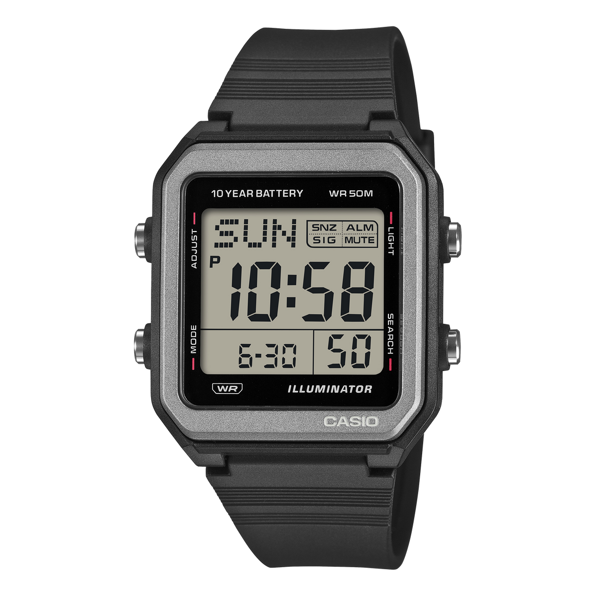 Casio W-221H-1AV – front three-quarter view