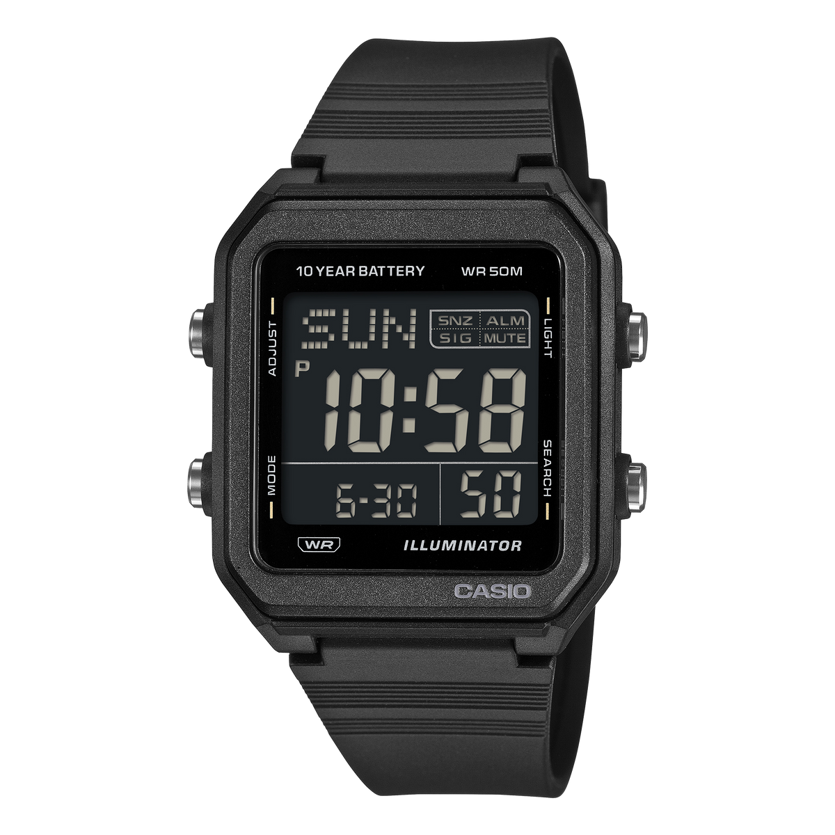 Casio W-221H-1BV – front three-quarter view