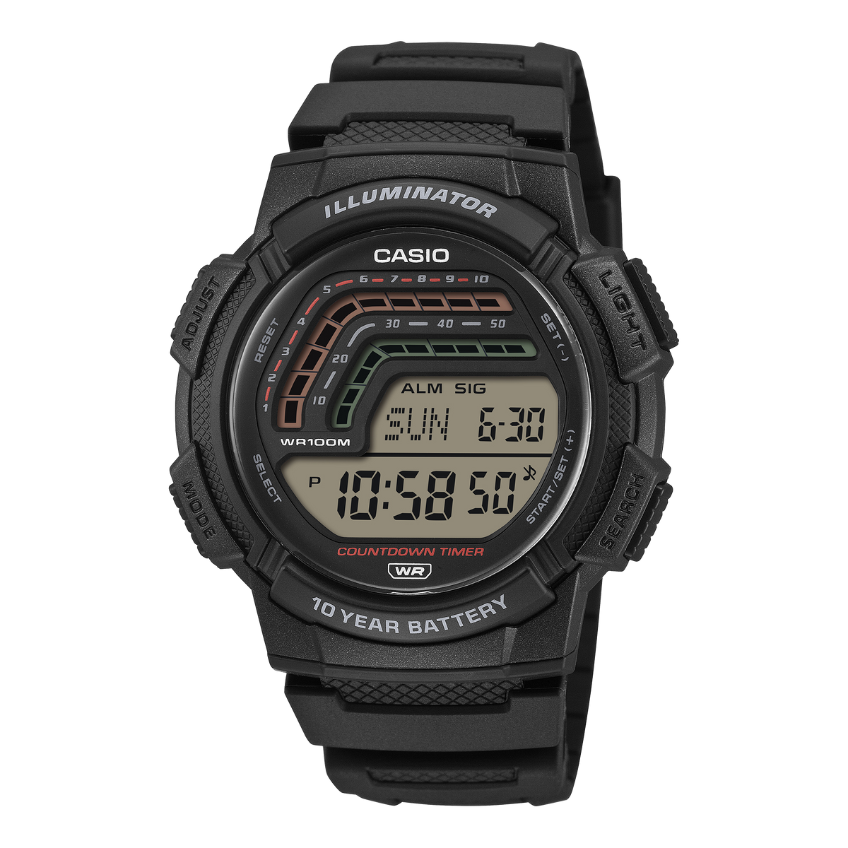 Casio WS-1800-1AV – front three-quarter view