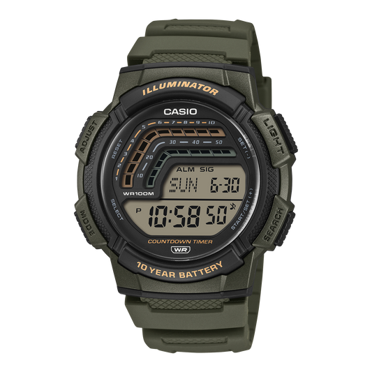 Casio WS-1800-3AV – front three-quarter view