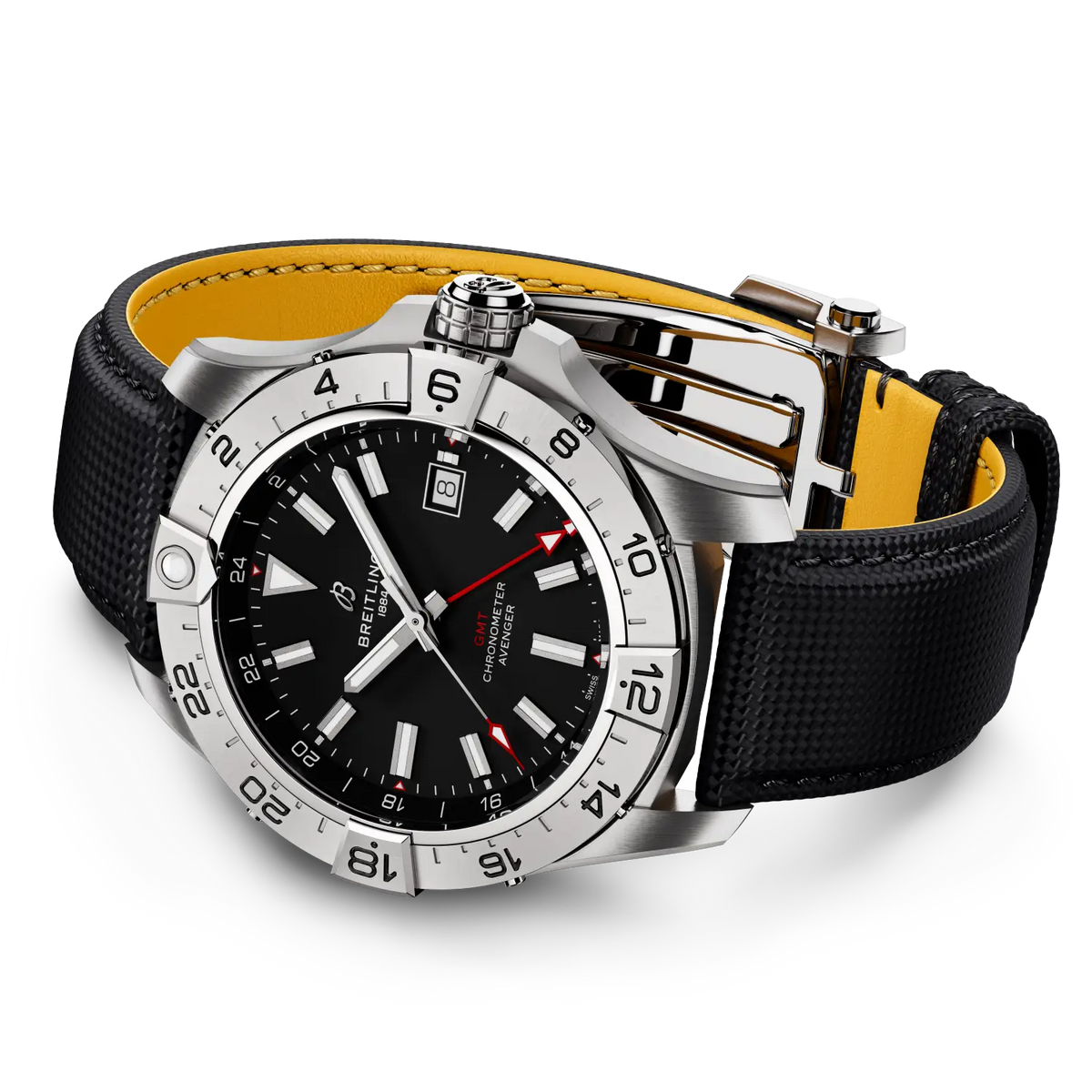Breitling Avenger Automatic GMT 44 A32320101B1X1 – side view with strap