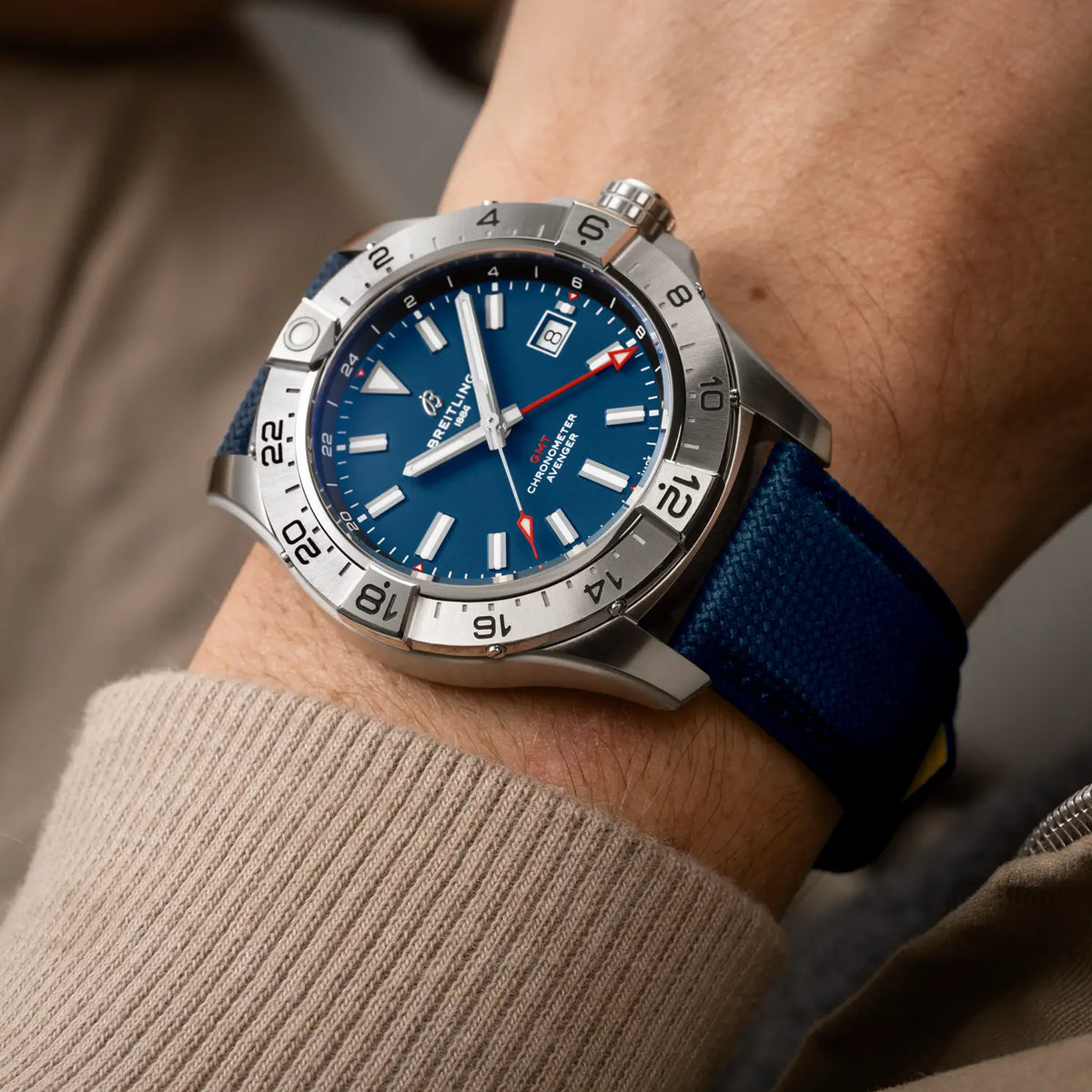 Breitling Avenger Automatic GMT 44 A32320101C1X1 – shown on the wrist