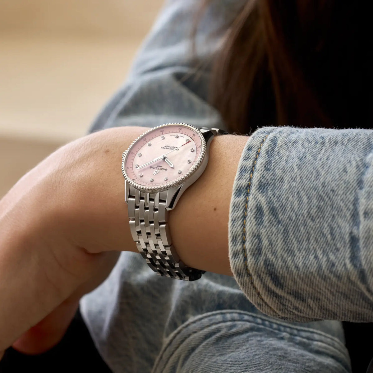 Breitling Navitimer 32 A77320D91K1A1 – shown on the wrist