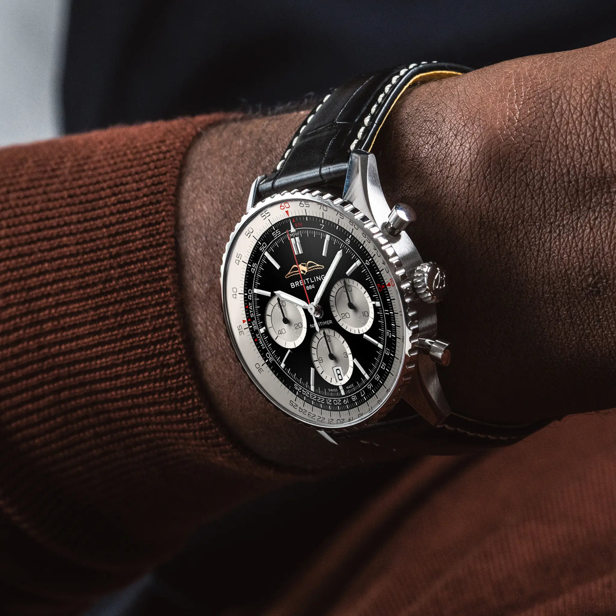 Breitling Navitimer B01 Chronograph 43 AB0138211B1P1 – shown on the wrist