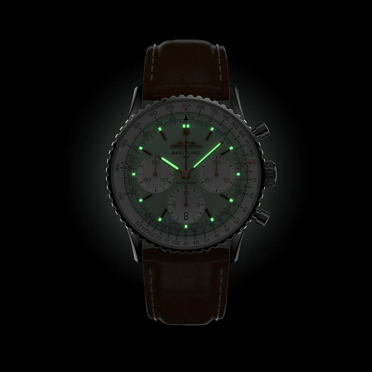 Breitling Navitimer B01 Chronograph 41 AB0139211L1P1 – luminous hands and markers in the dark