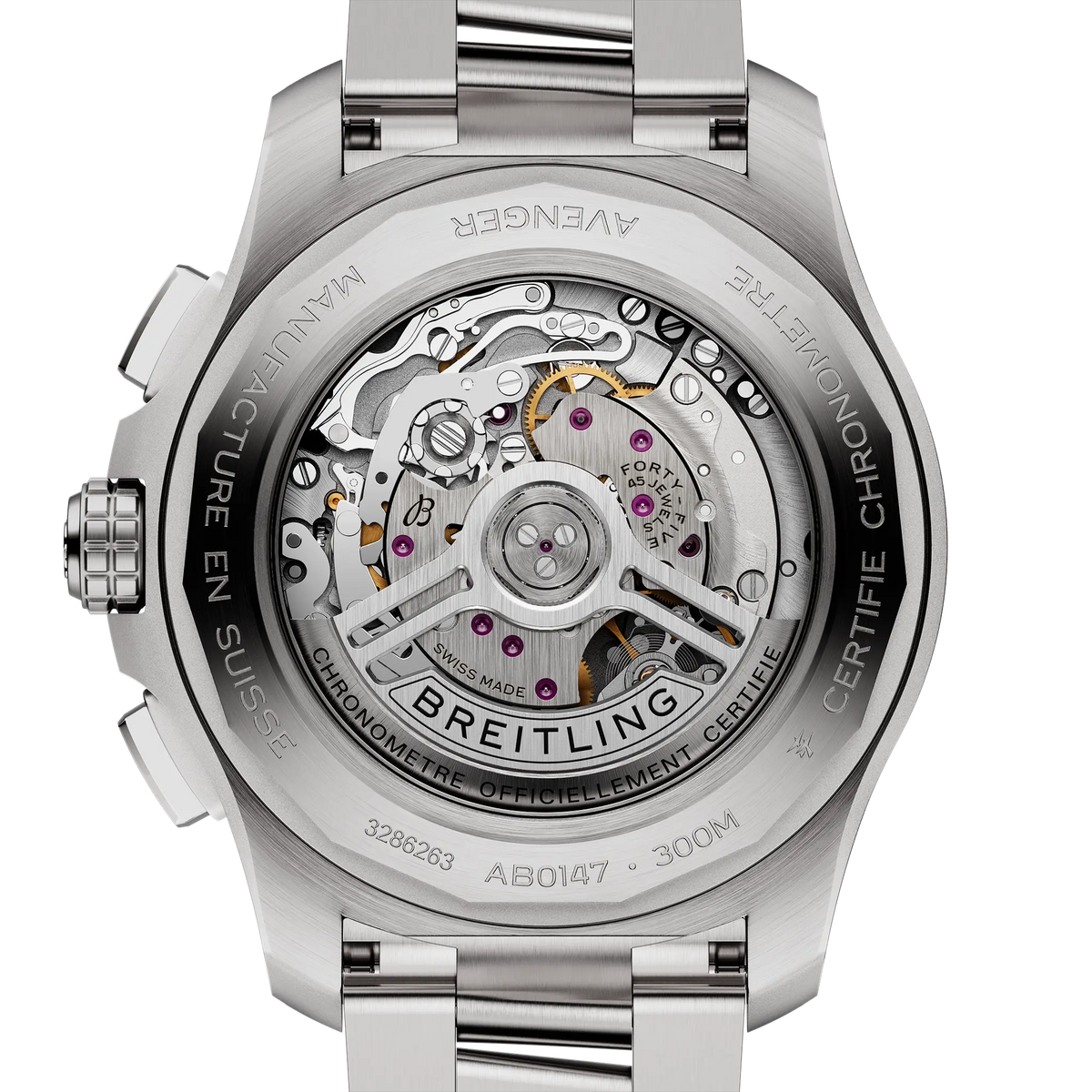 Breitling Avenger B01 Chronograph 44 AB0147101A1A1 – case-back view
