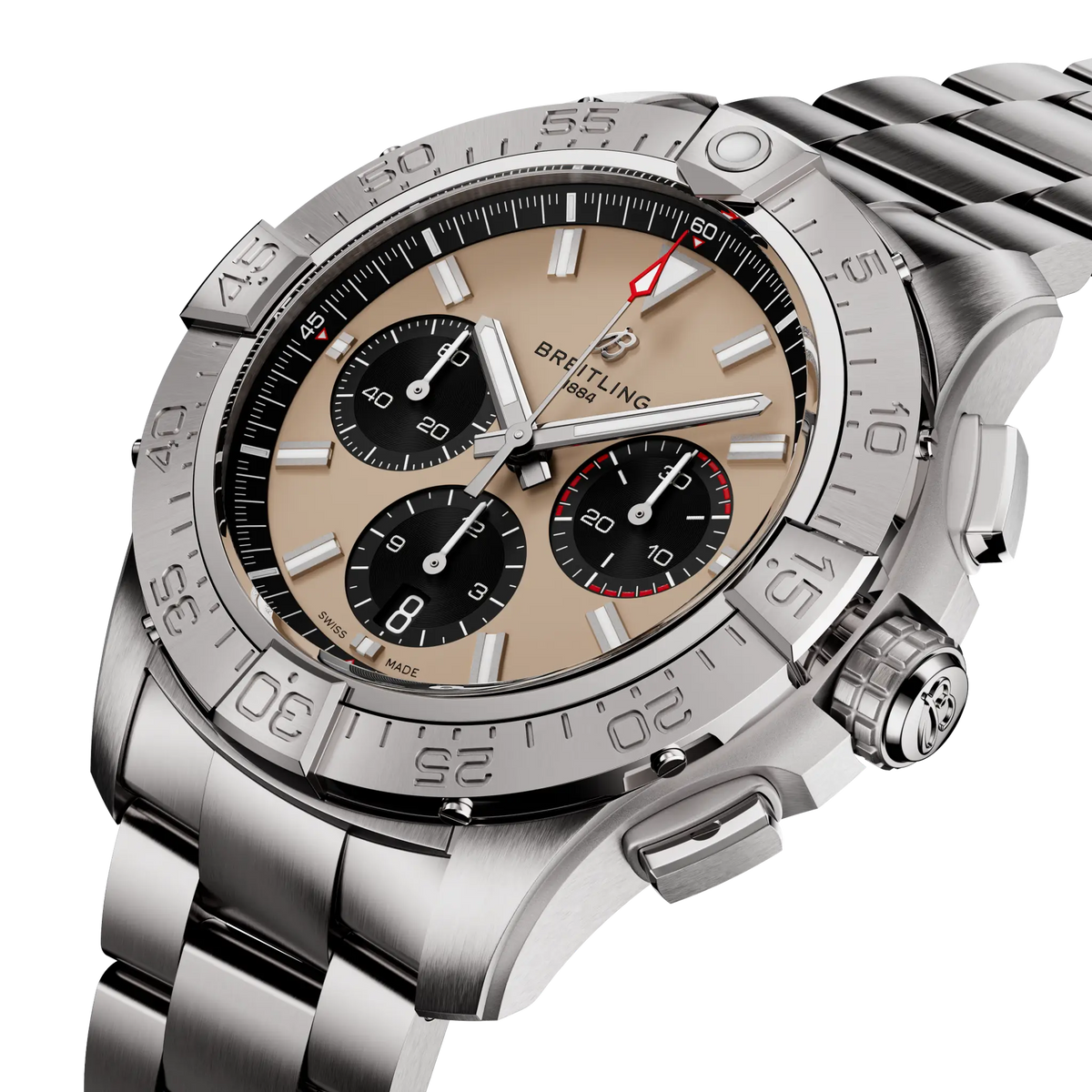 Breitling Avenger B01 Chronograph 44 AB0147101A1A1 – three-quarter view