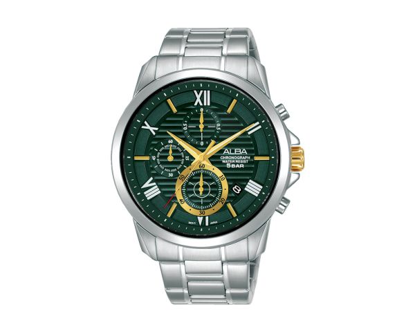 ALBA Men's Hand Watch PRESTIGE Stainless Band, Green Dial AM3773X1 - Kamal Watch Company
