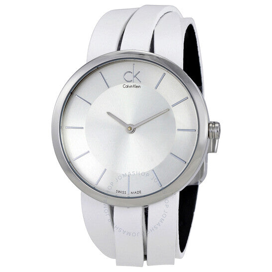 Calvin Klein Extent White Dial Ladies White Leather Watch